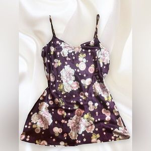Morgan Taylor Purple Floral Slip w/ Lace Accents
